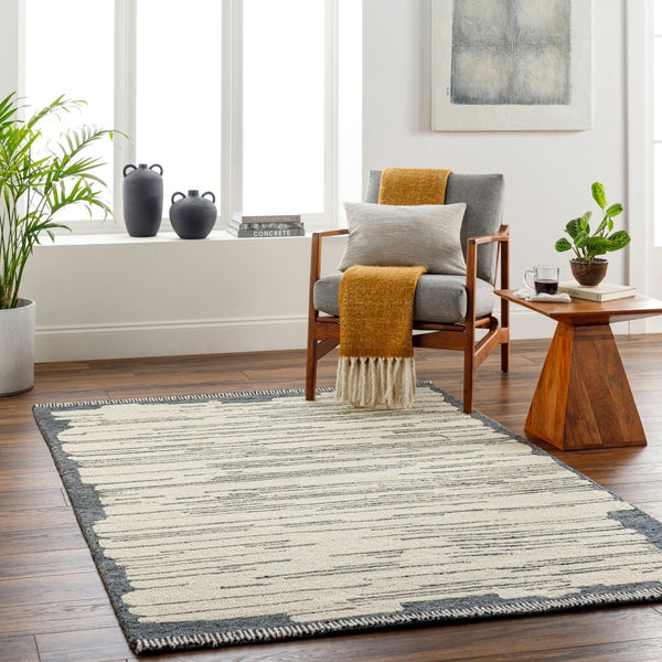 Livabliss Cherokee Hand Tufted Wool Runner Rug with Fringe Artisan Texture for Hallways Oatmeal, Charco 8' x 10' CHK2310-810