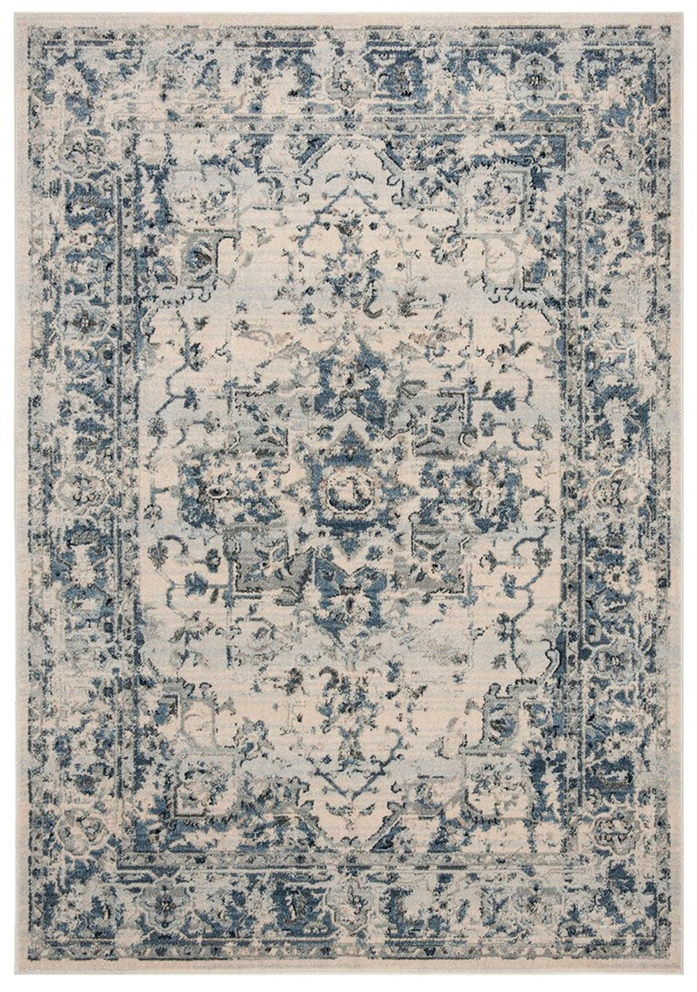 Safavieh Charleston 411 Power Loomed 68% Polypropylene, 24% Jute, 8% Latex Traditional Rug Ivory / Navy CHL411A-1115