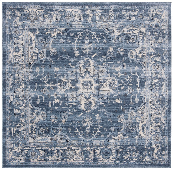 Safavieh Charleston 411 Power Loomed Traditional Rug Navy / Creme 8' x 8' Square