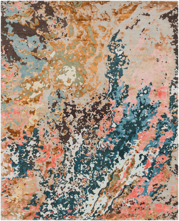 Chemistry CHM-2002 8' x 10' Handmade Rug CHM2002-810  Ink Blue, Rose, Aqua, Brown, Charcoal, Dark Brown Surya