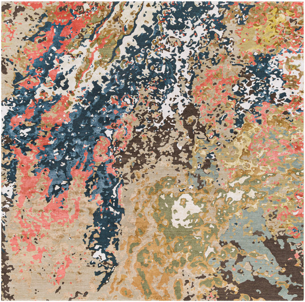 Chemistry CHM-2002 8' x 8' Square Handmade Rug CHM2002-8SQ  Ink Blue, Rose, Aqua, Brown, Charcoal, Dark Brown Surya
