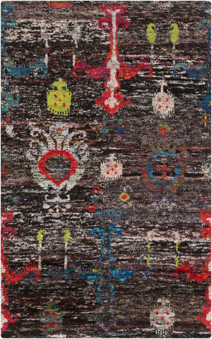 Surya Chocho 5' X 8' Handmade Low Pile Rug - Unique Recycled Silk Design For Modern Home Décor Elegance Black Recycled Silk Cho9000-58