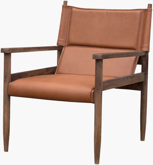 Surya Chole Genuine Leather Accent Chair Solid Mango Wood Mid Century Modern Living Room CHOL001-342729