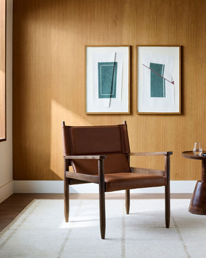 Surya Chole Genuine Leather Accent Chair Solid Mango Wood Mid Century Modern Living Room CHOL001-342729