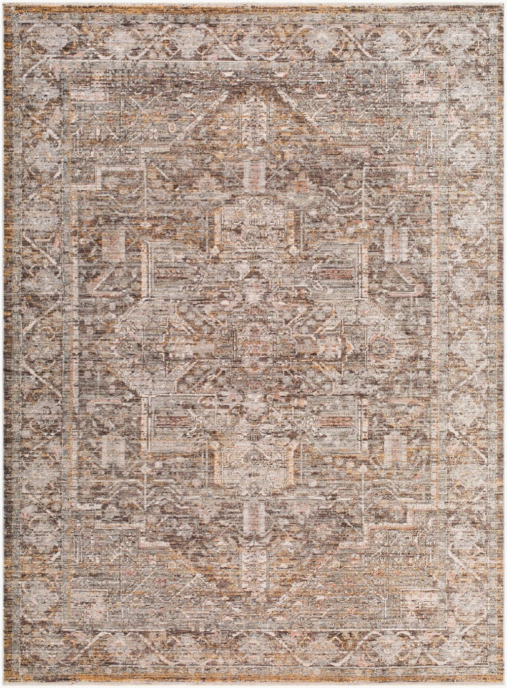 Livabliss Chapel Hill Medallion Area Rug Polyester Fringe Traditional Style for Living Rooms Black, Gray 5'3" x 7' CHP2301-537