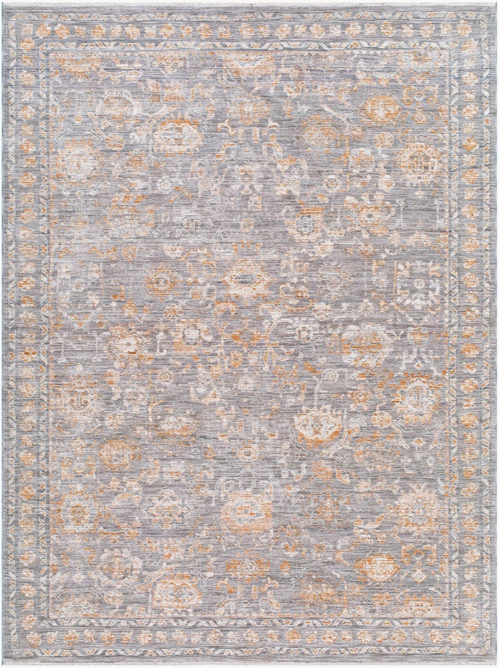 Livabliss Chapel Hill Traditional Fringe Polyester Area Rug for Living Room or Entryway Gray, Ivory 5'3" x 7' CHP2302-537