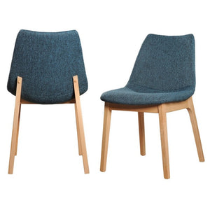 VIG Furniture Chrissy Blue Fabric Dining Chairs (Set Of 2) — Modern Bucket Seats, Beechwood Legs, No Assembly, Durable Upholstery VGTSBLOOM-BLUE-DC