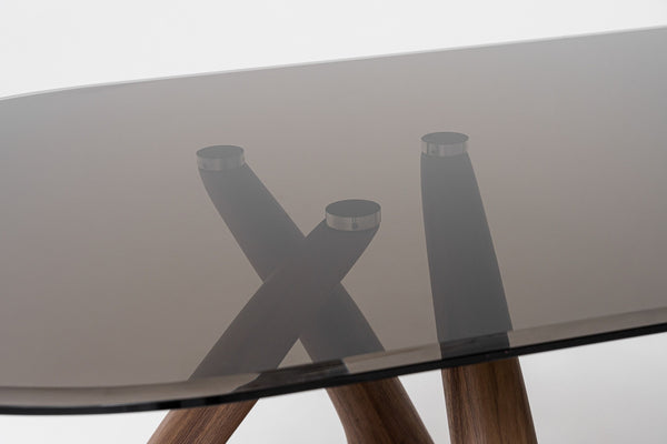 VIG Furniture Modrest Christy - Mid-Century Modern Grey Glass + Walnut Oval Dining Table VGIP-DT64-280