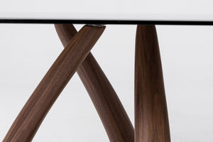 VIG Furniture Modrest Christy - Mid-Century Modern Grey Glass + Walnut Oval Dining Table VGIP-DT64-280