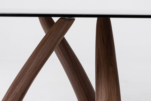 VIG Furniture Modrest Christy - Mid-Century Modern Grey Glass + Walnut Oval Dining Table VGIP-DT64-280