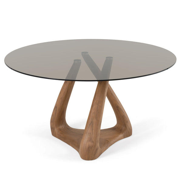 Vig Furniture Modrest Christy - Elegant Mid-century Round Dining Table With Grey Glass Top & Walnut Base Walnut  Vgip-dt643-rnd