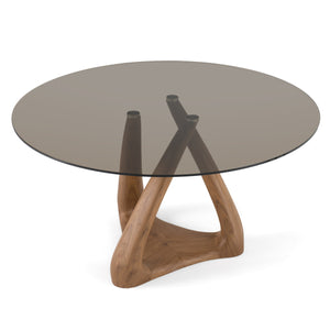 Vig Furniture Modrest Christy - Elegant Mid-century Round Dining Table With Grey Glass Top & Walnut Base Walnut  Vgip-dt643-rnd