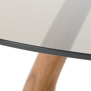 Vig Furniture Modrest Christy - Elegant Mid-century Round Dining Table With Grey Glass Top & Walnut Base Walnut  Vgip-dt643-rnd