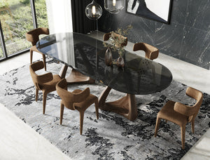 VIG Furniture Modrest Christy - Mid-Century Modern Grey Glass + Walnut Oval Dining Table VGIP-DT64-280