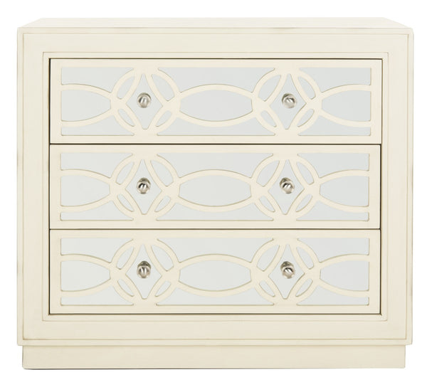 Safavieh Catalina 3 Drawer Chest Antique Beige/Mirror CHS6400B