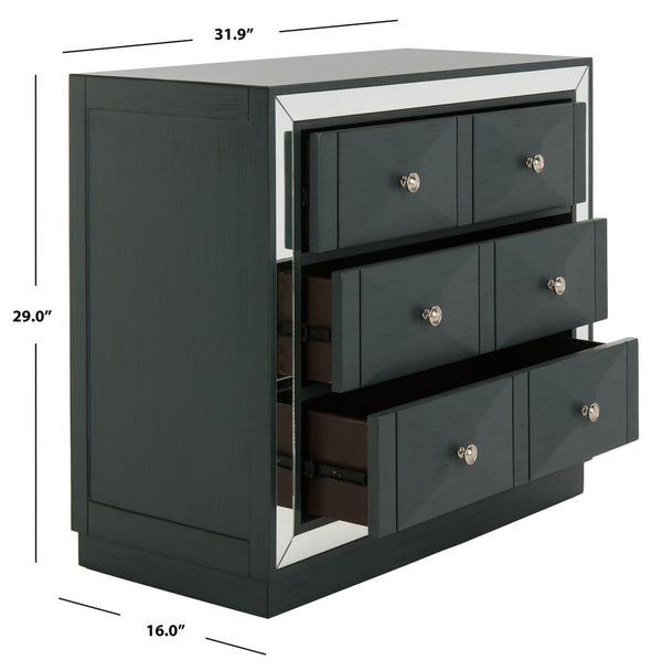 Safavieh Sloane 3 Drawer Chest Steel Teal/Mirror CHS6401C
