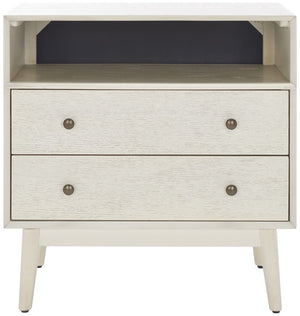 Safavieh Scully 2 Drawer 1 Shelf Chest XII23 White Washed/Antique Gold Drawer Knobs Wood CHS6416A