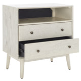 Safavieh Scully 2 Drawer 1 Shelf Chest XII23 White Washed/Antique Gold Drawer Knobs Wood CHS6416A