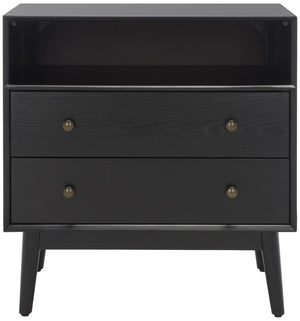 Safavieh Scully 2 Drawer 1 Shelf Chest XII23 Black/ Antique Gold Drawer Knobs Wood CHS6416B
