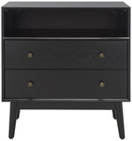 Safavieh Scully 2 Drawer 1 Shelf Chest XII23 Black/ Antique Gold Drawer Knobs Wood CHS6416B