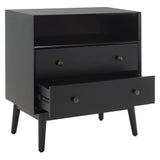 Safavieh Scully 2 Drawer 1 Shelf Chest XII23 Black/ Antique Gold Drawer Knobs Wood CHS6416B