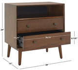 Safavieh Scully 2 Drawer 1 Shelf Chest XII23 Medium Oak/Antique Gold Drawer Knobs Wood CHS6416C