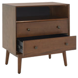 Safavieh Scully 2 Drawer 1 Shelf Chest XII23 Medium Oak/Antique Gold Drawer Knobs Wood CHS6416C