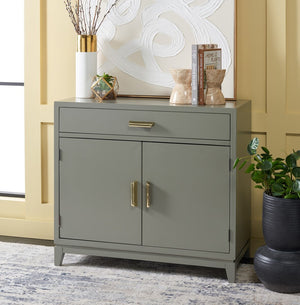 Safavieh Nigel 2 Door 1 Drawer Chest XII23 Dark Grey / Brass Wood CHS6600B