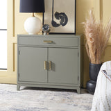 Safavieh Nigel 2 Door 1 Drawer Chest XII23 Dark Grey / Brass Wood CHS6600B