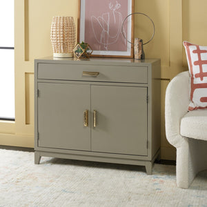 Safavieh Nigel 2 Door 1 Drawer Chest XII23 Grey / Brass Wood CHS6600C