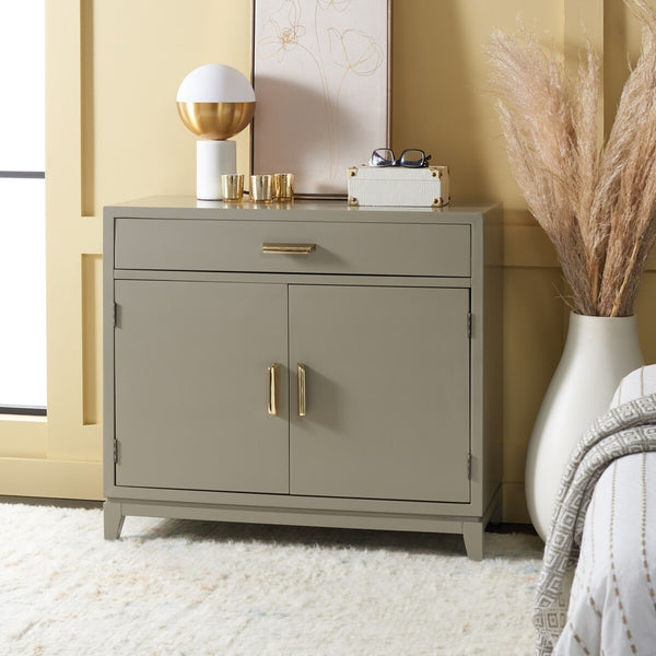 Safavieh Nigel 2 Door 1 Drawer Chest XII23 Grey / Brass Wood CHS6600C