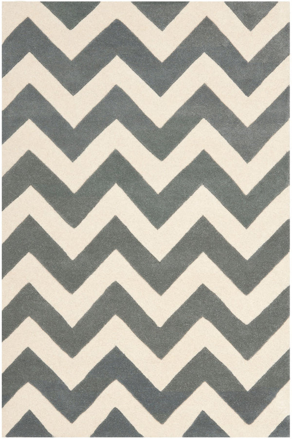 Safavieh Cht715 Hand Tufted  Rug Dark Grey / Ivory CHT715D-3