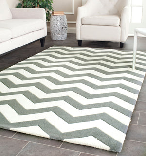 Safavieh Cht715 Hand Tufted  Rug Dark Grey / Ivory CHT715D-3