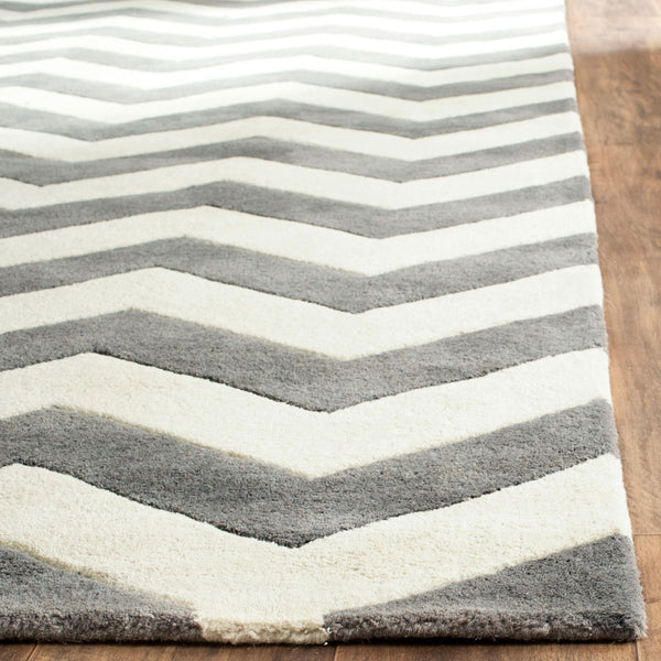 Safavieh Cht715 Hand Tufted  Rug Dark Grey / Ivory CHT715D-3