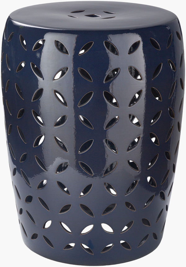 Surya Chantilly 18" Ceramic Garden Stool - Weather-resistant, Stylish Accent For Indoor & Outdoor Spaces Blue Ceramic,Ceramic Cht760-m