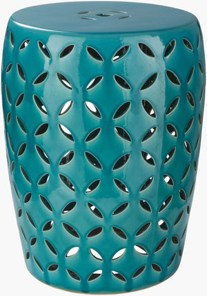 Surya Chantilly 18" Ceramic Garden Stool - Weather-resistant, Stylish Accent For Indoor & Outdoor Spaces Blue Ceramic,Ceramic Cht761-m