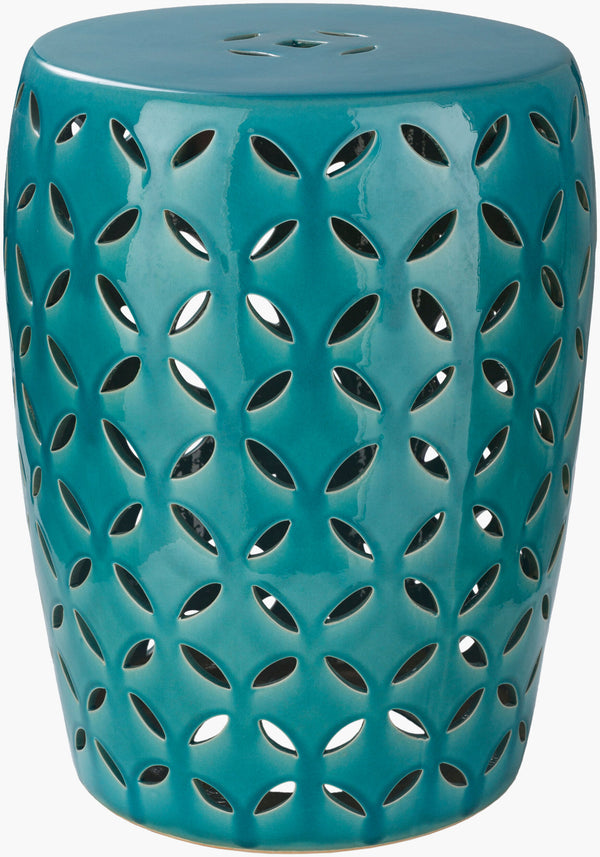 Surya Chantilly 18" Ceramic Garden Stool - Weather-resistant, Stylish Accent For Indoor & Outdoor Spaces Blue Ceramic,Ceramic Cht761-m