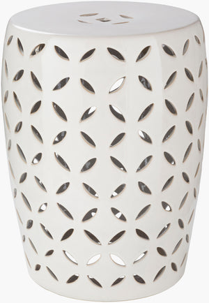 Surya Chantilly 18" Ceramic Garden Stool - Weather-resistant, Stylish Accent For Indoor & Outdoor Spaces Off,White Ceramic,Ceramic Cht762-m