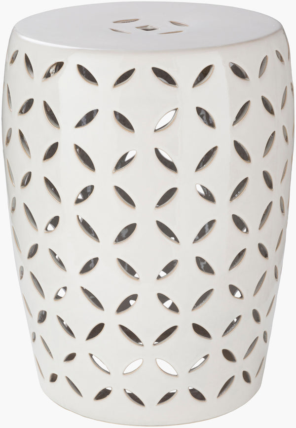 Surya Chantilly 18" Ceramic Garden Stool - Weather-resistant, Stylish Accent For Indoor & Outdoor Spaces Off,White Ceramic,Ceramic Cht762-m