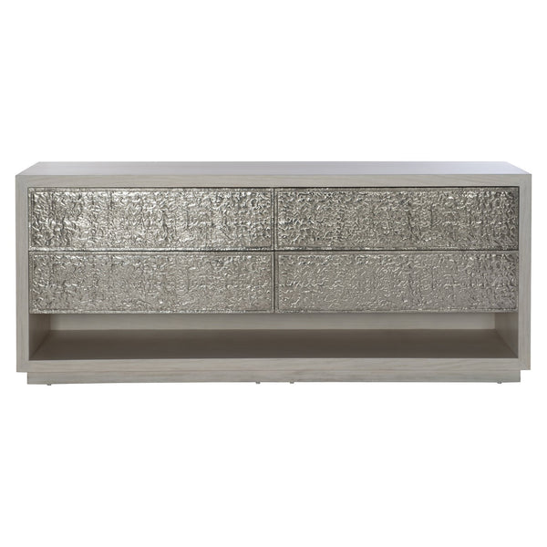 Bernhardt Bernhardt Hybrid Dresser With Figured Walnut Veneers, Textured Cast-Aluminum Fronts & Open Shelf 309056