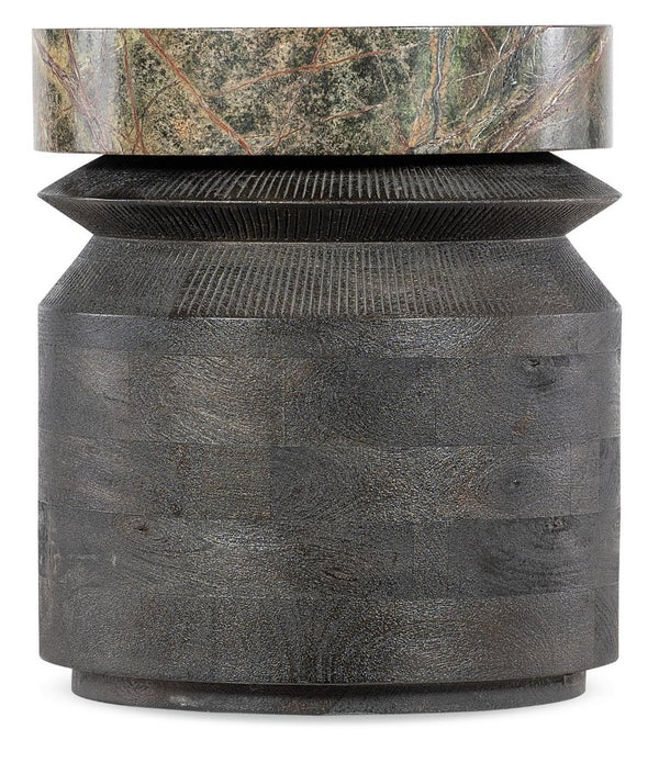 Hooker Furniture Commerce Mango Wood Accent Table With Green Forest Marble Top, Round Compact Pottery-Style Side Table 7228-80227-00