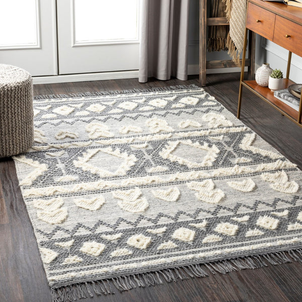Surya Cheyenne 2' X 3' Handmade Wool & Polyester Rug - Global Elegance For Eclectic Home Décor Charm Charcoal Wool,Polyester Chy2308-23