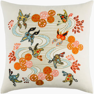 Surya Chinese River Ci-001 18"X18" Elegant Accent Pillow - Durable, Global Design For Eclectic Charm! Light Blue Linen,Cotton,Linen,Cotton Ci001-2020d