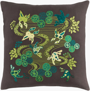 Surya Chinese River Ci-001 18"X18" Elegant Accent Pillow - Durable, Global Design For Eclectic Charm! Teal Linen,Cotton,Linen,Cotton Ci002-2020d