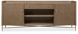 Hooker Furniture Sonnet Wren Finish Credenza With Marble Inset, Woven Cane Fronts, Soft-Close Doors & Wire Management 6072-10464-85