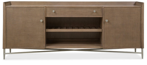 Hooker Furniture Sonnet Wren Finish Credenza With Marble Inset, Woven Cane Fronts, Soft-Close Doors & Wire Management 6072-10464-85