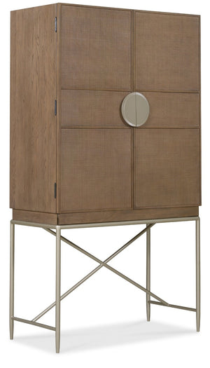 Hooker Furniture Sonnet Wren Oak Storage Cabinet With Cane Doors, Soft-Close Hardware, Slim Metal Base For Stylish Organization 6072-10309-85