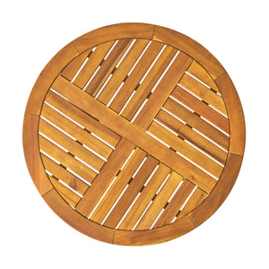 English Elm Hermosa Outdoor Round Acacia Wood Bistro Table Slatted Hardwood Patio Accent 57522.00