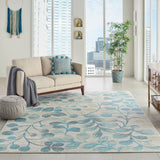 Nourison Tranquil TRA03 Machine Made Power-loomed No Border Indoor Only Farmhouse  Rug Ivory,Turquoise, Turquoise and Beige 100% Polypropylene 99446484321