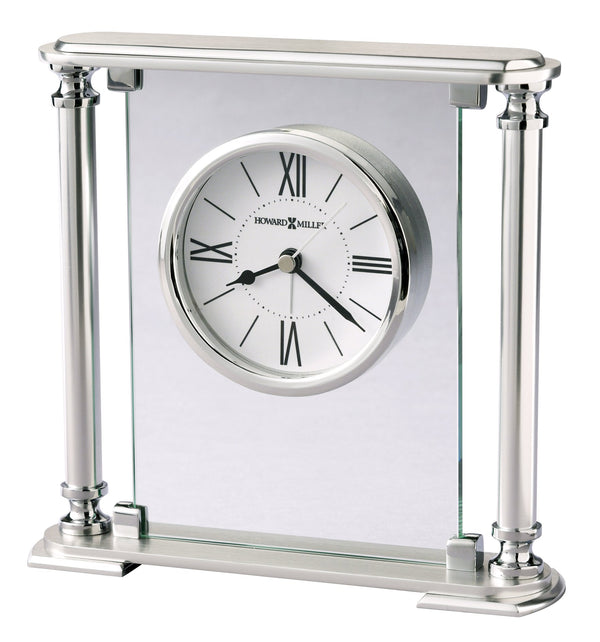 Hekman Furniture 645840 Elegant Silver-finished Tabletop Clock With Roman Numerals, Glass Center & Alarm Feature  Ambassador Tabletop Clock 645840